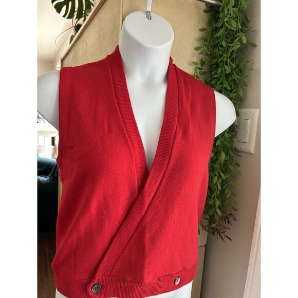 Vintage Puritans Womens Vest 100% Virgin Wool Red Size Large Made in USA - Picture 2 of 6